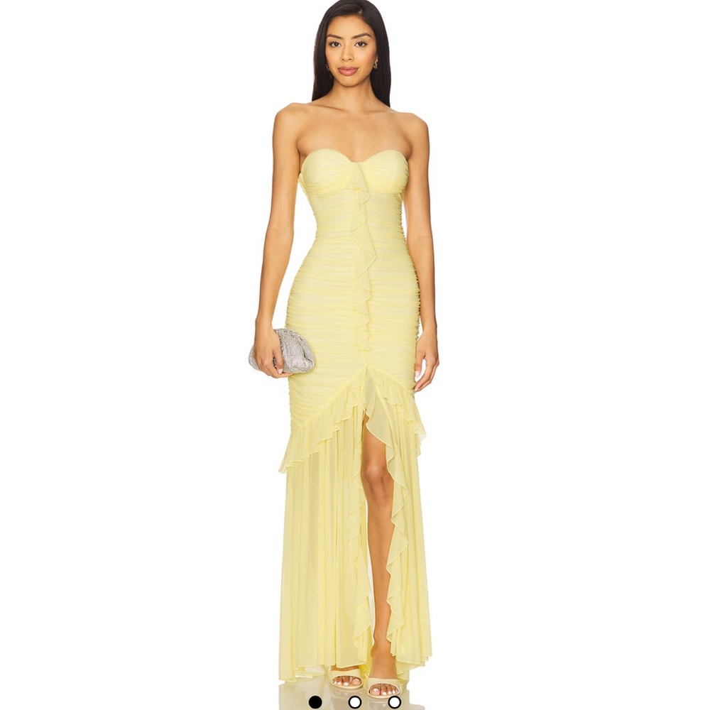 MAJORELLE Strapless Yellow Dress